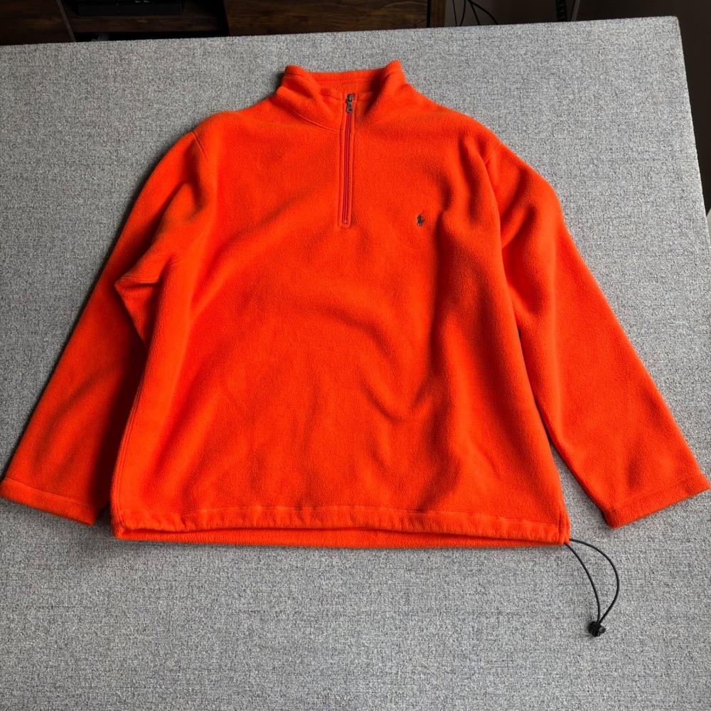 Polo Ralph Lauren Pullover Mens XXL Quarter Zip Orange Fleece Outdoors Hunting
